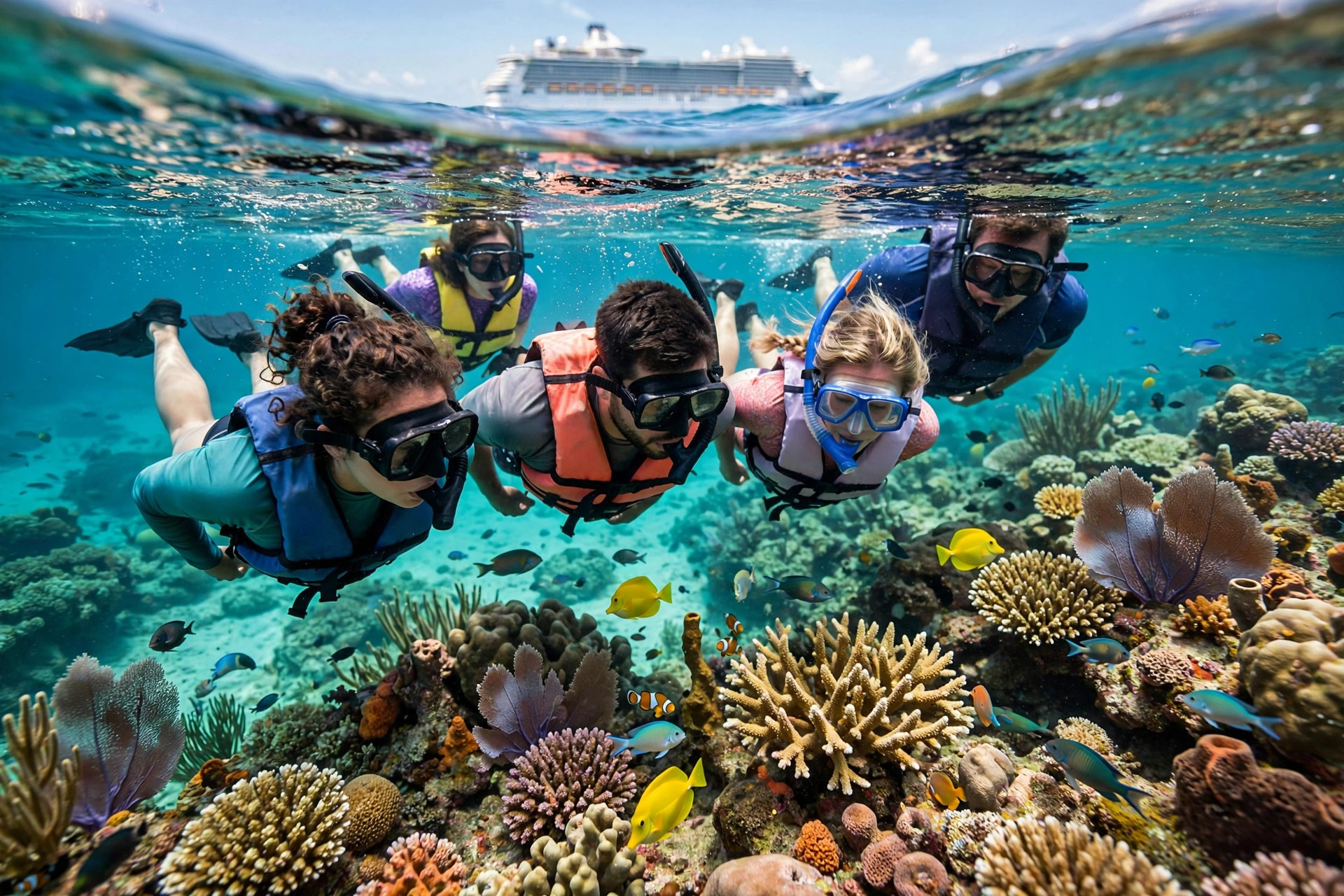 Grup kecil dalam tur mandiri berpemandu di destinasi pelabuhan kapal pesiar